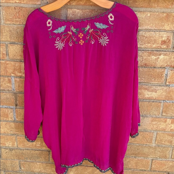 Johnny Was Magenta Embroidered Blouse - Picture 8 of 9
